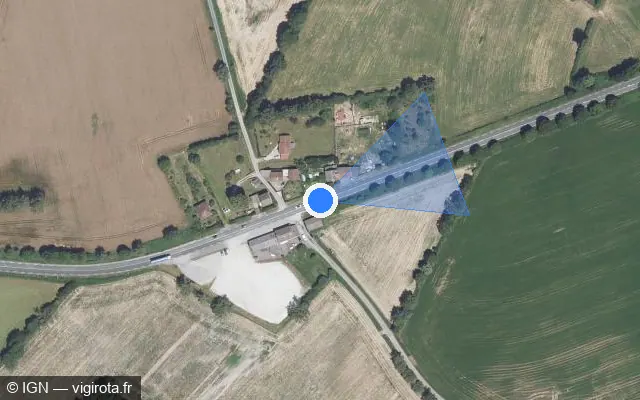 Vue satellite de l'emplacement du radar tourelle à Dompierre-les-Églises sur N 145 / E 62