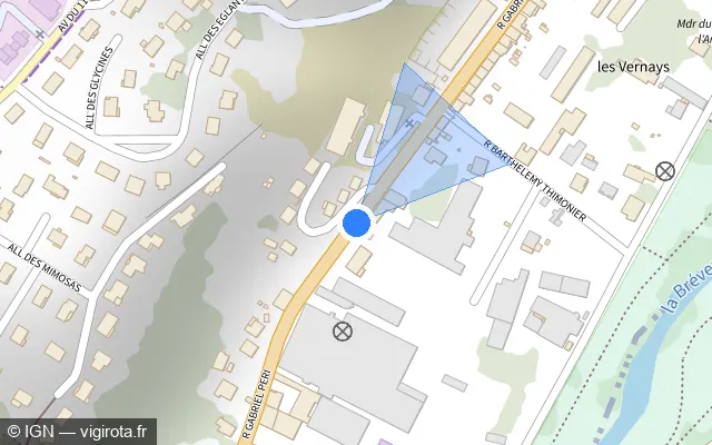 Vue plan de l'emplacement du radar tourelle à L'Arbresle sur Rue Gabriel Péri / D 389