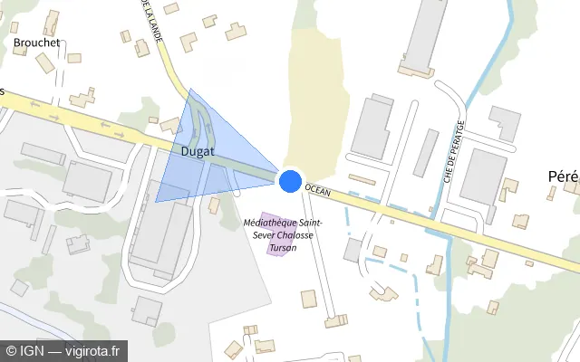 Vue plan de l'emplacement du radar tourelle à Saint-Sever sur Avenue de l'Océan / D 924