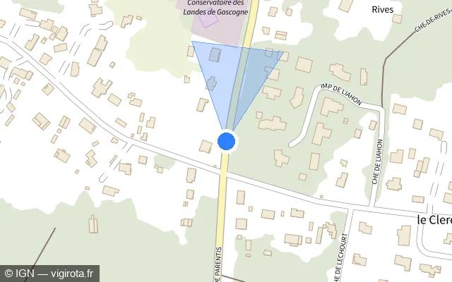 Vue plan de l'emplacement du radar tourelle à Sanguinet sur Avenue de Parentis / D 46