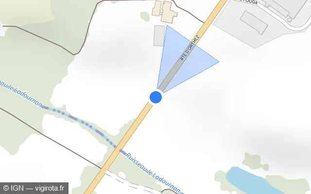 Vue plan de l'emplacement du radar tourelle à Labastide-Chalosse sur Route d'Orthez / D 933s