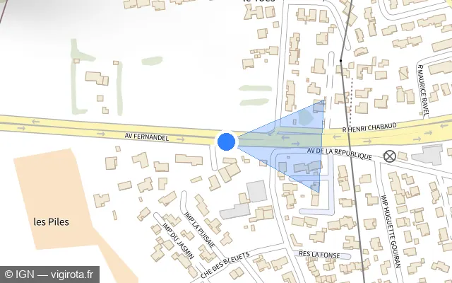 Vue plan de l'emplacement du radar tourelle à Gignac-la-Nerthe sur Avenue Fernandel / D 368