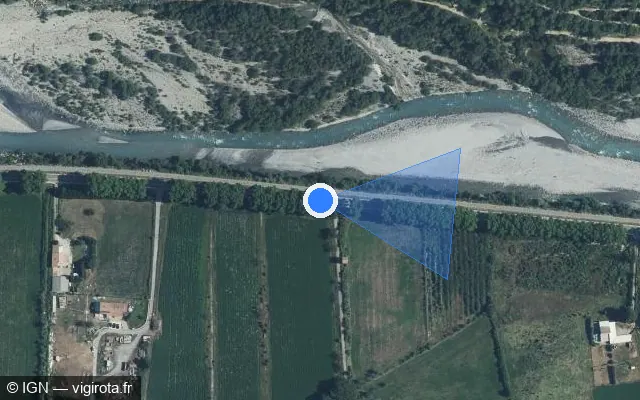 Vue satellite de l'emplacement du radar tourelle à Puget-Théniers sur Route de Nice / D 4202