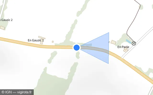 Vue plan de l'emplacement du radar tourelle à Monferran-Savès sur Route Nationale / D 924