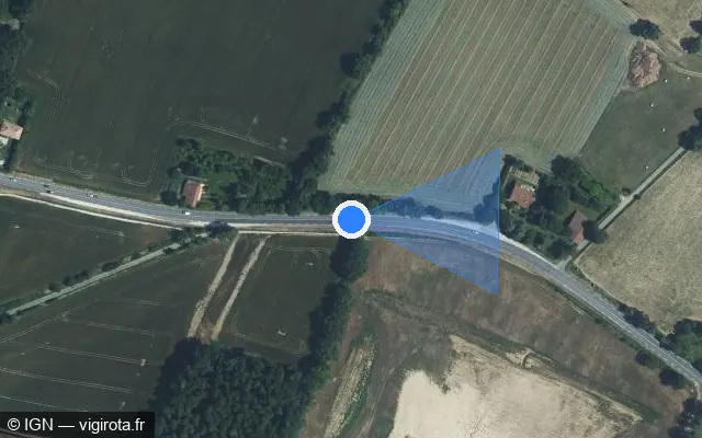Vue satellite de l'emplacement du radar tourelle à Monferran-Savès sur Route Nationale / D 924