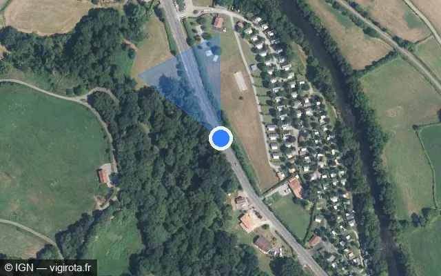 Vue satellite de l'emplacement du radar tourelle à Ascarat sur Baionako errepidea / Route de Bayonne / D 918