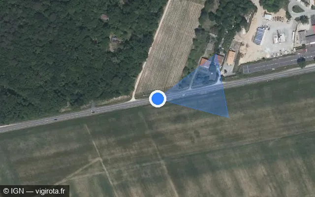 Vue satellite de l'emplacement du radar tourelle à Beautiran sur Route Nationale 113 / D 1113