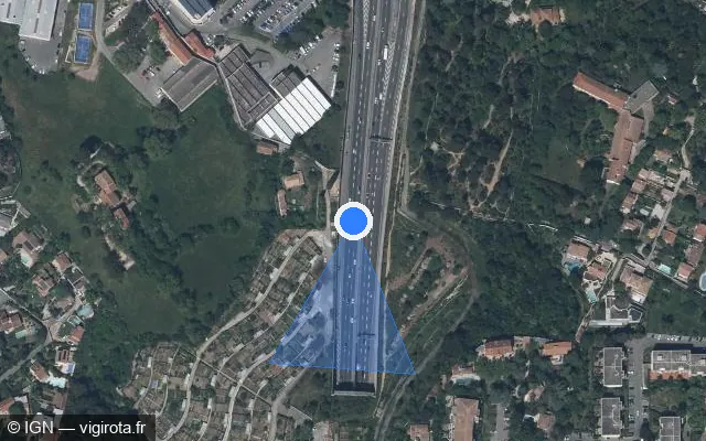 Vue satellite de l'emplacement du radar tourelle à Marseille sur A 507 / L2 Est