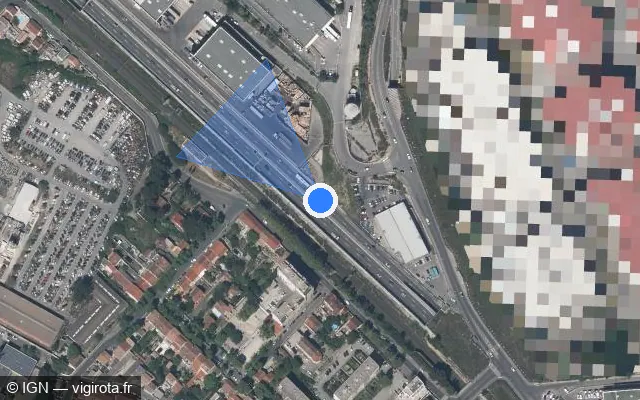 Vue satellite de l'emplacement du radar tourelle à Marseille sur A 507 / L2 Nord