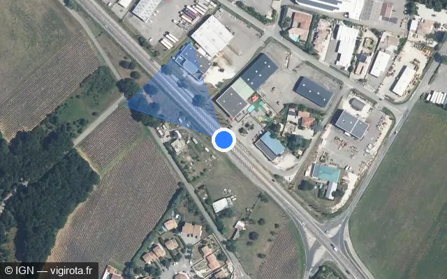 Vue satellite de l'emplacement du radar tourelle à Châteauneuf-du-Rhône sur Route Nationale 7 / N 7