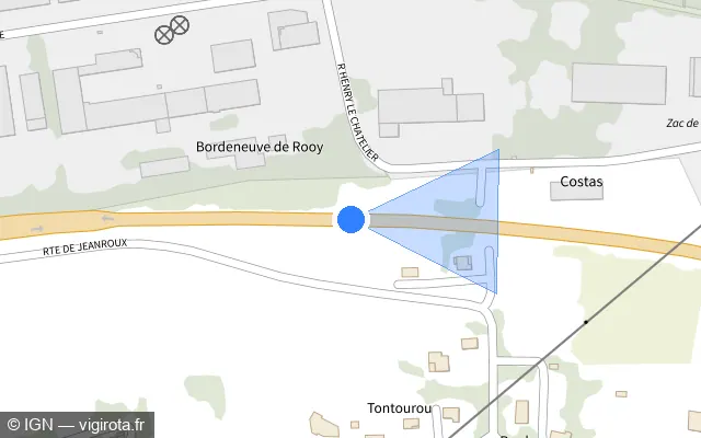 Vue plan de l'emplacement du radar tourelle à Pujols sur N 21