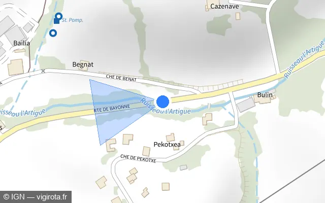 Vue plan de l'emplacement du radar tourelle à Bardos sur Route de Bayonne / D 936
