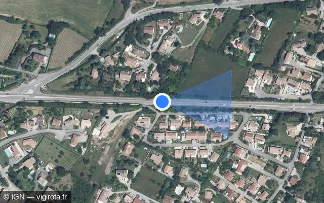 Vue satellite de l'emplacement du radar tourelle à Chomérac sur Route de la Soie / D 2