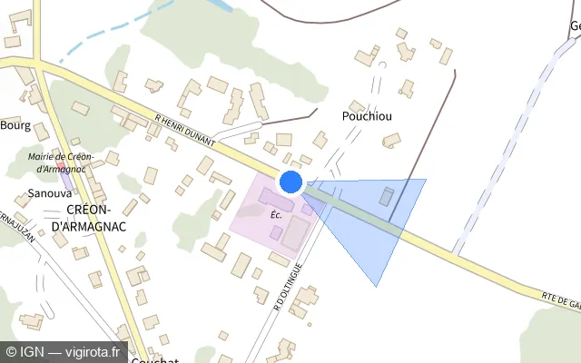Vue plan de l'emplacement du radar tourelle à Créon-d'Armagnac sur Rue Henri Dunant / D 35