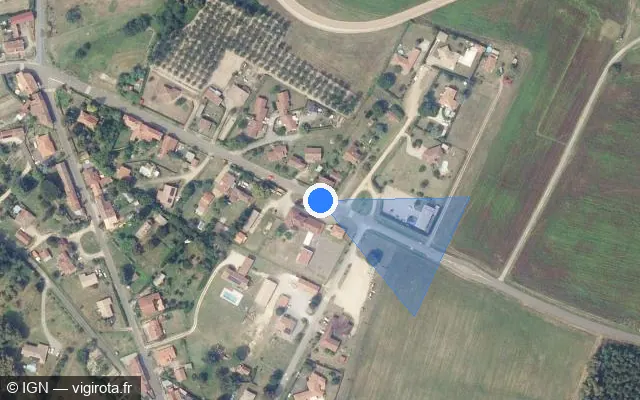 Vue satellite de l'emplacement du radar tourelle à Créon-d'Armagnac sur Rue Henri Dunant / D 35