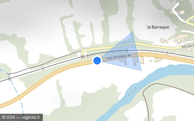 Vue plan de l'emplacement du radar tourelle à Cultures sur Route Nationale 88 / N 88