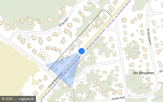 Vue plan de l'emplacement du radar tourelle à Andernos-les-Bains sur Route de Bordeaux / D 3E9