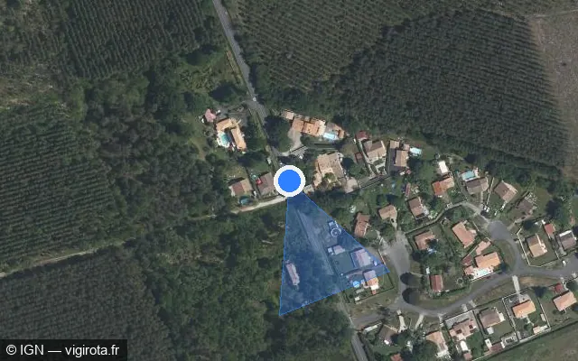 Vue satellite de l'emplacement du radar tourelle à Lanton sur Route de Marcheprime / D 5