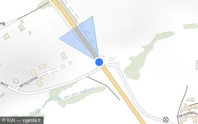 Vue plan de l'emplacement du radar tourelle à Saint-Beauzire sur D 586