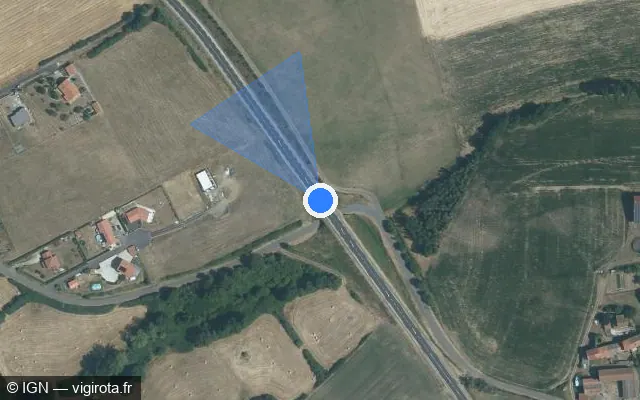 Vue satellite de l'emplacement du radar tourelle à Saint-Beauzire sur D 586