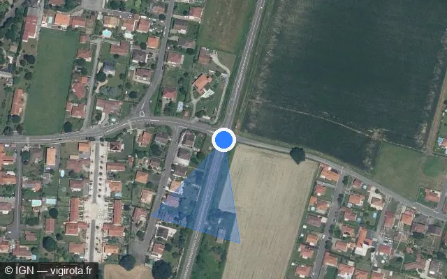 Vue satellite de l'emplacement du radar tourelle à Orleix sur Route de Rabastens / N 21