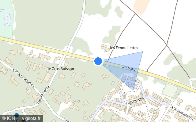 Vue plan de l'emplacement du radar tourelle à La Couarde-sur-Mer sur Route d'Ars / D 735