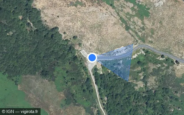Vue satellite de l'emplacement du radar tourelle à Le Roux sur D 160