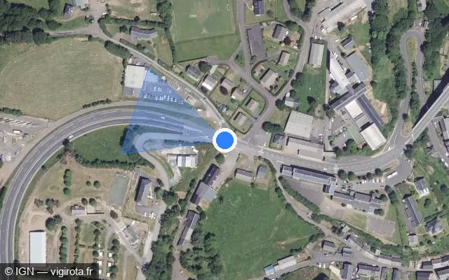Vue satellite de l'emplacement du radar tourelle à Rochefort-Montagne sur Ancienne Route Nationale 89 / D 2089