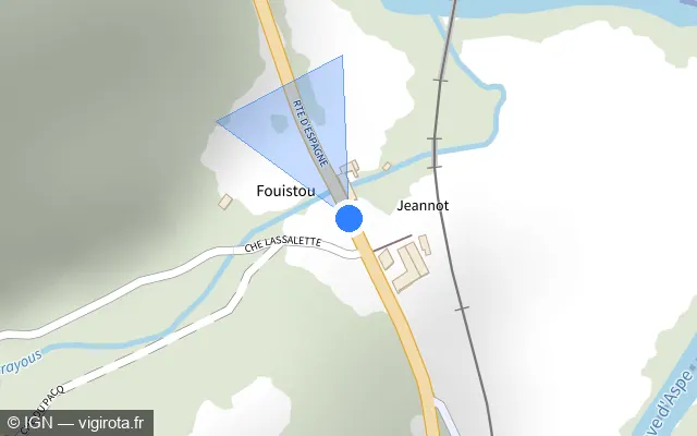 Vue plan de l'emplacement du radar tourelle à Lurbe-Saint-Christau sur N 134 / E 07