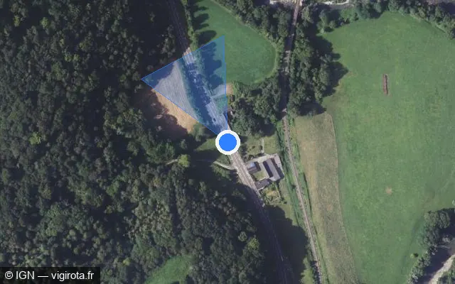 Vue satellite de l'emplacement du radar tourelle à Lurbe-Saint-Christau sur N 134 / E 07