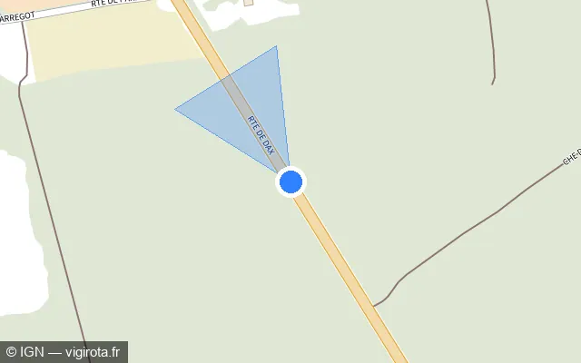 Vue plan de l'emplacement du radar tourelle à Castets sur Route de Dax / D 947
