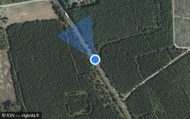 Vue satellite de l'emplacement du radar tourelle à Castets sur Route de Dax / D 947