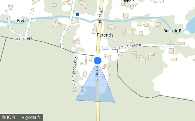 Vue plan de l'emplacement du radar tourelle à Uchacq-et-Parentis sur Route de Cère / D 651