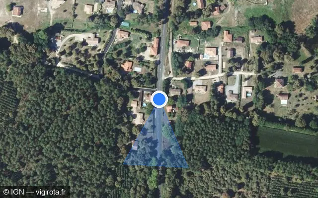 Vue satellite de l'emplacement du radar tourelle à Uchacq-et-Parentis sur Route de Cère / D 651