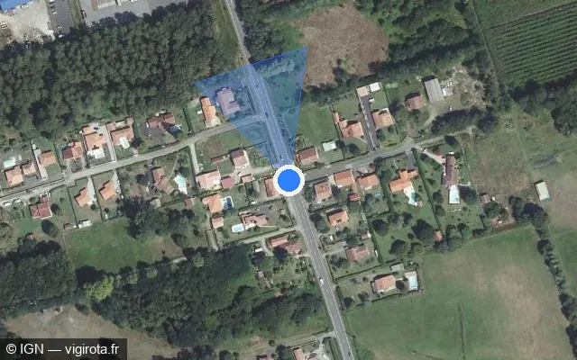Vue satellite de l'emplacement du radar tourelle à Saint-Paul-lès-Dax sur Avenue Pierre Benoît / D 947