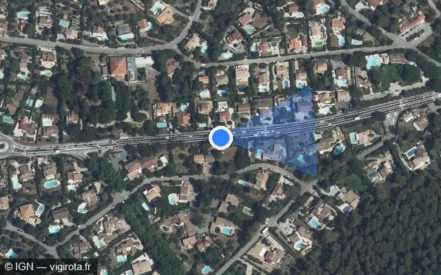 Vue satellite de l'emplacement du radar tourelle à Mougins sur Avenue du Golf / D 35