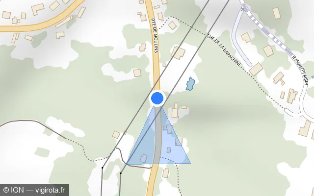 Vue plan de l'emplacement du radar tourelle à Désertines sur Route de Moulins la Verne / D 2371