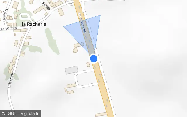 Vue plan de l'emplacement du radar tourelle à Contigny sur Route de Moulins / D 2009