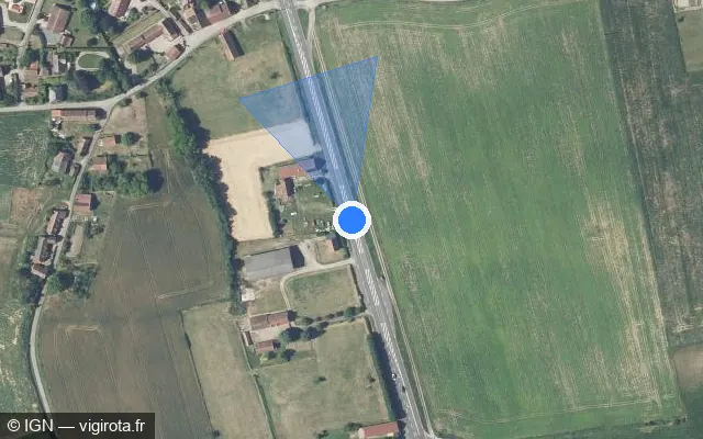 Vue satellite de l'emplacement du radar tourelle à Contigny sur Route de Moulins / D 2009