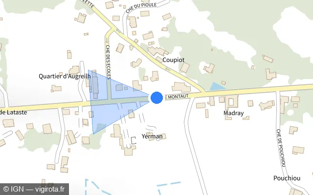 Vue plan de l'emplacement du radar tourelle à Banos sur Route de Montaut / D 32