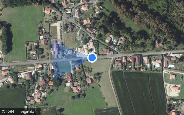 Vue satellite de l'emplacement du radar tourelle à Banos sur Route de Montaut / D 32