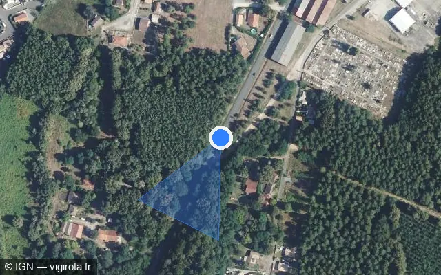 Vue satellite de l'emplacement du radar tourelle à Pontenx-les-Forges sur Avenue de Mimizan / D 626