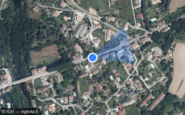 Vue satellite de l'emplacement du radar tourelle à Dunière-sur-Eyrieux sur Avenue des Deux Rivières / D 120