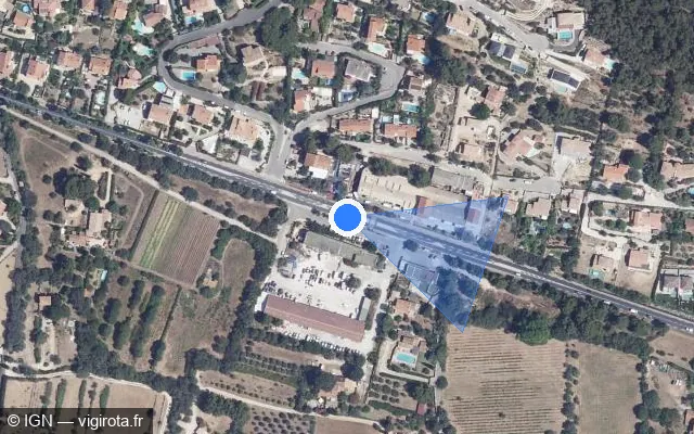 Vue satellite de l'emplacement du radar tourelle à Ollioules sur Route Nationale 8 / D N8