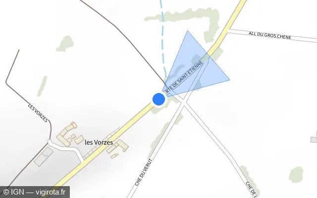 Vue plan de l'emplacement du radar tourelle à Chazelles-sur-Lyon sur Route de Saint-Étienne / D 12