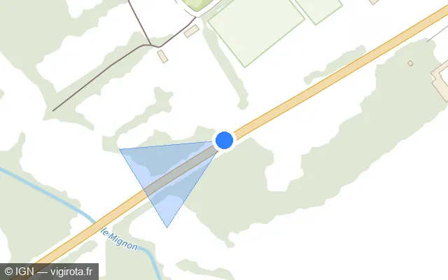 Vue plan de l'emplacement du radar tourelle à Mauzé-sur-le-Mignon sur N 11 / E 601