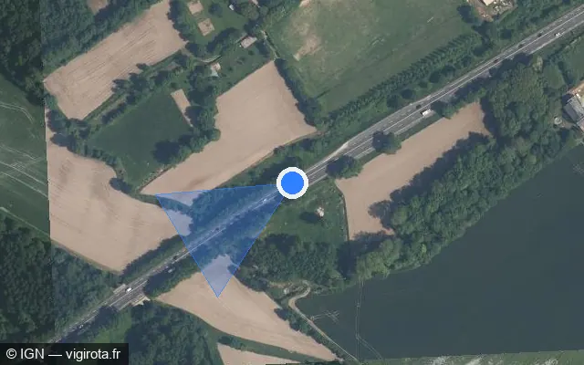 Vue satellite de l'emplacement du radar tourelle à Mauzé-sur-le-Mignon sur N 11 / E 601