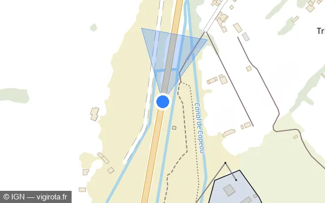 Vue plan de l'emplacement du radar tourelle à Istres sur N 569