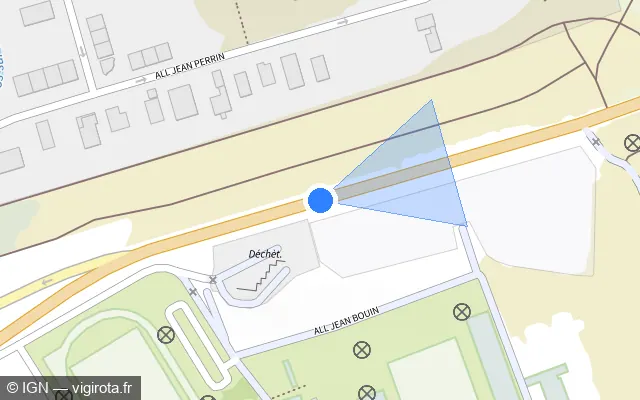Vue plan de l'emplacement du radar tourelle à Fos-sur-Mer sur N 569