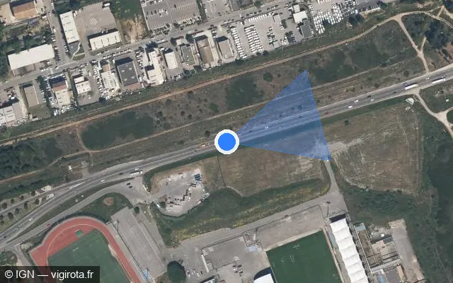 Vue satellite de l'emplacement du radar tourelle à Fos-sur-Mer sur N 569